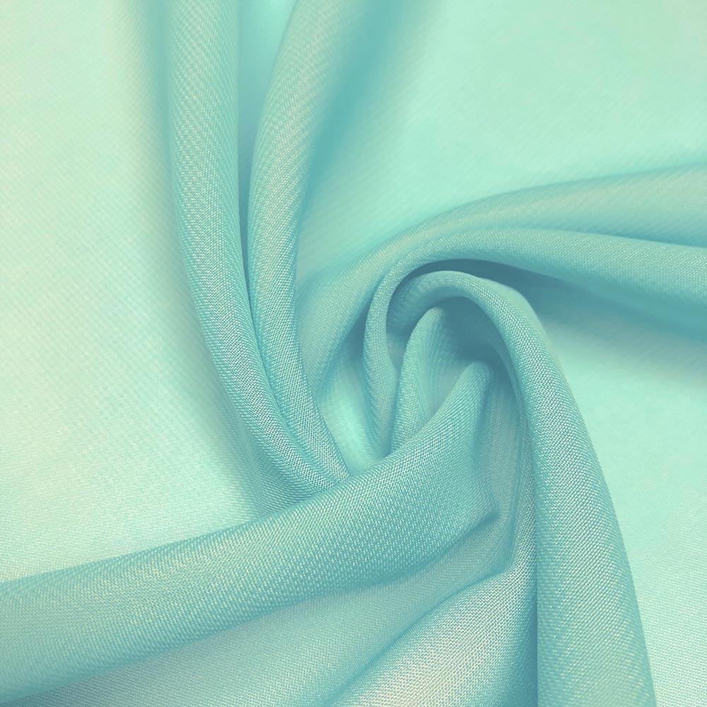 Polyester Chiffon Rod Pocket Curtains - Aqua Blue - Image 4