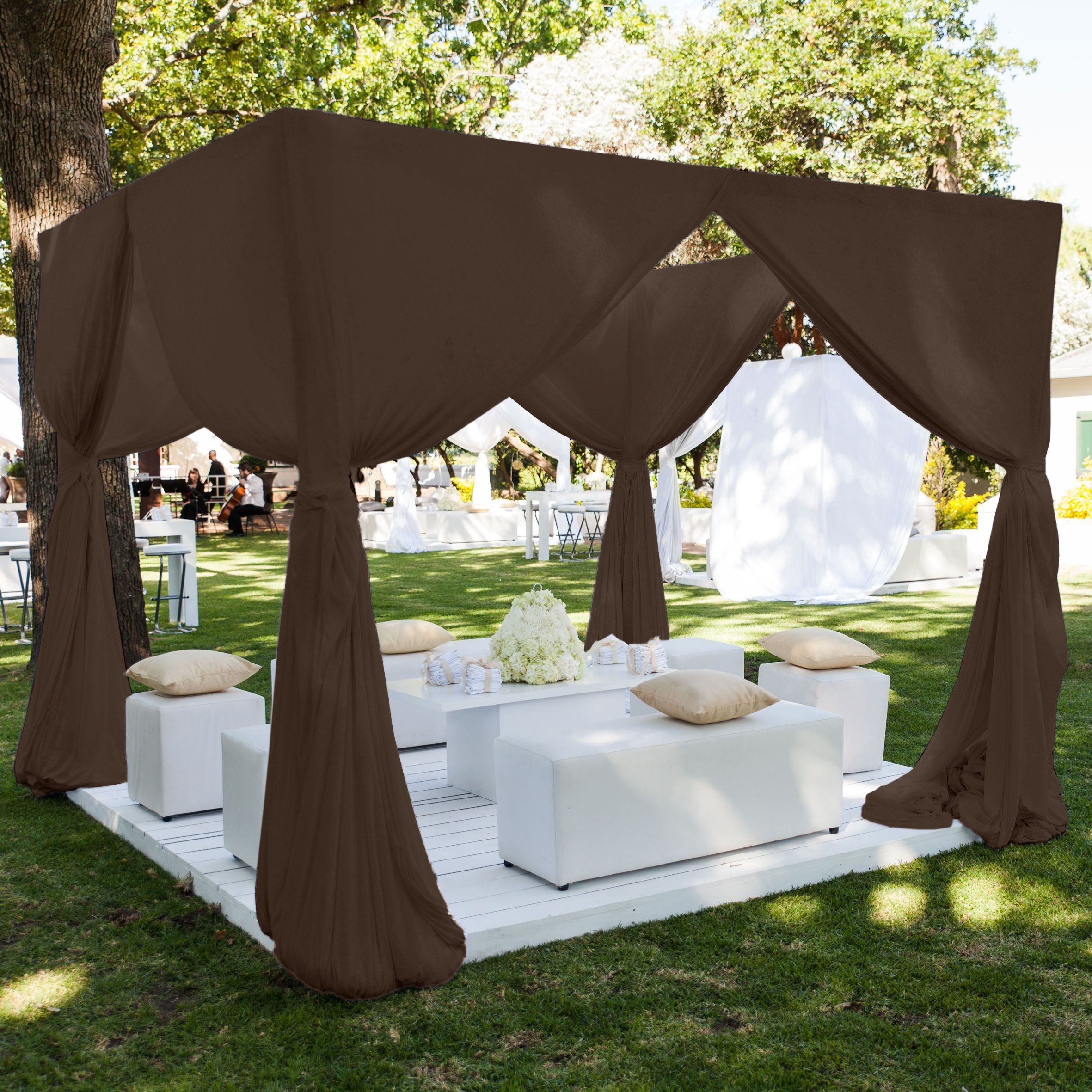 Polyester Chiffon Rod Pocket Curtains - Brown - Image 3