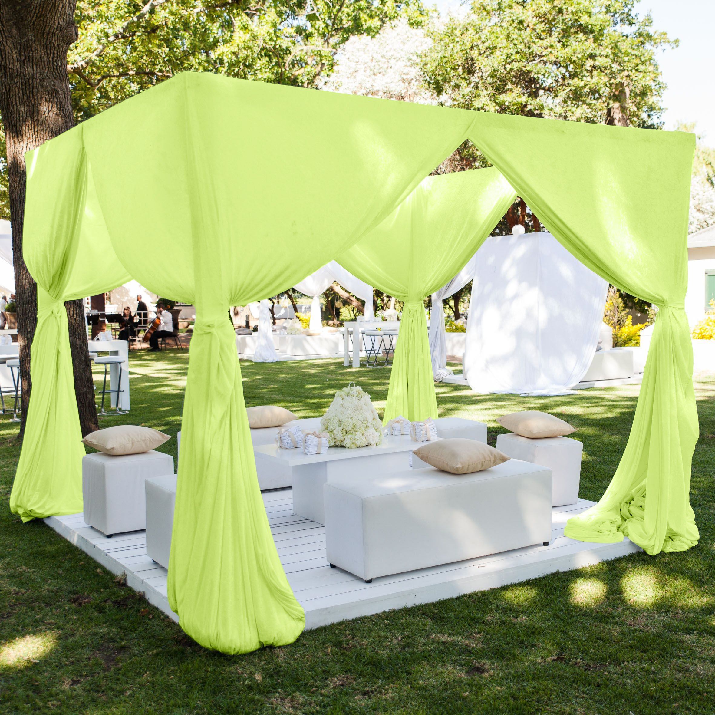 Polyester Chiffon Rod Pocket Curtains - Neon Green - Image 3