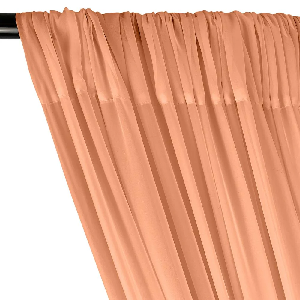 Polyester Chiffon Rod Pocket Curtains - Peach - Image 2