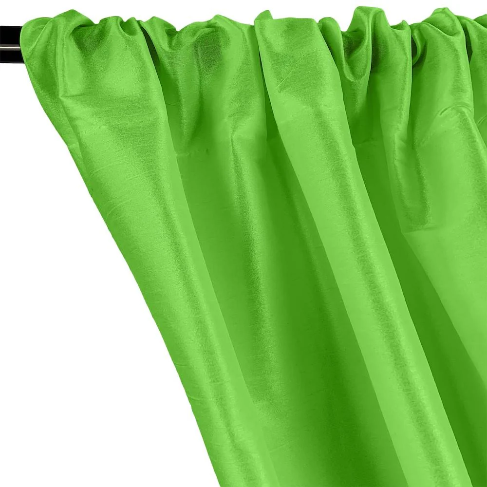 Polyester Dupioni Rod Pocket Curtains - Lime Green 144 - Image 2