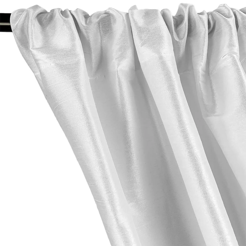 Polyester Dupioni Rod Pocket Curtains (All Colors Available) - White 101 - Image 2