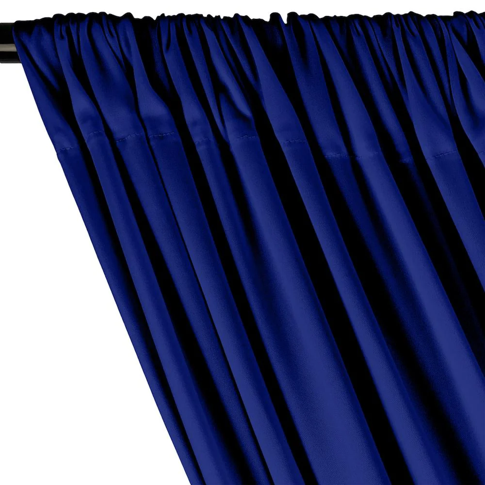 Polyester Interlock Knit Lining Rod Pocket Curtains - Royal Blue - Image 2