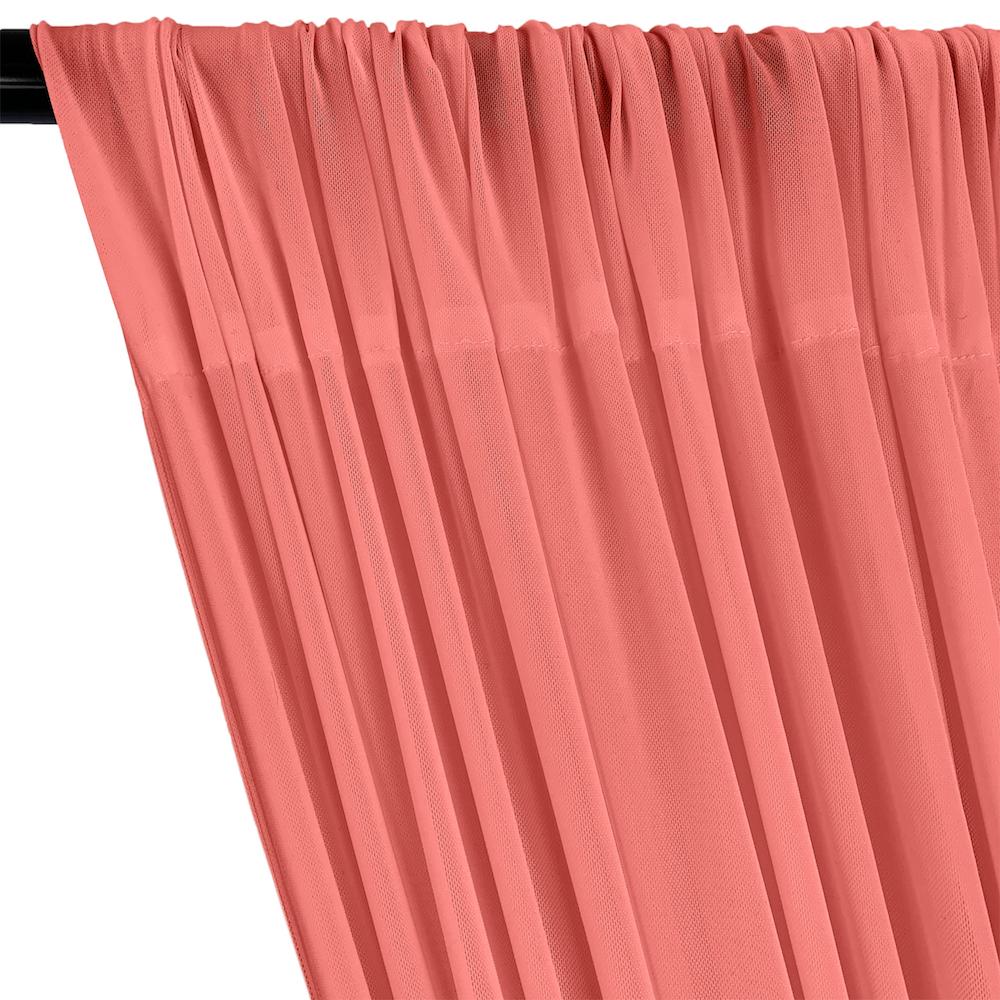 Power Mesh Rod Pocket Curtains - Coral - Image 2