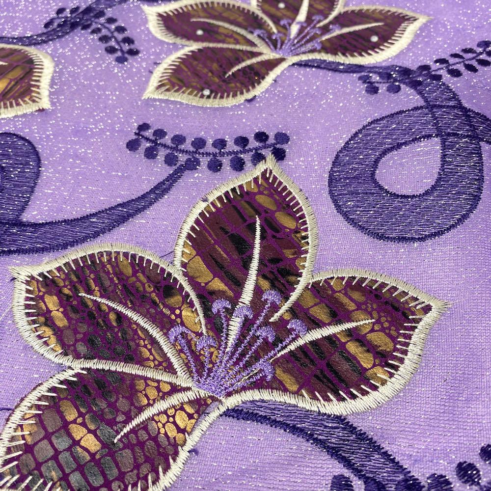 Purple Snake Printed Floral Geranium Sparkled Lace - Image 2