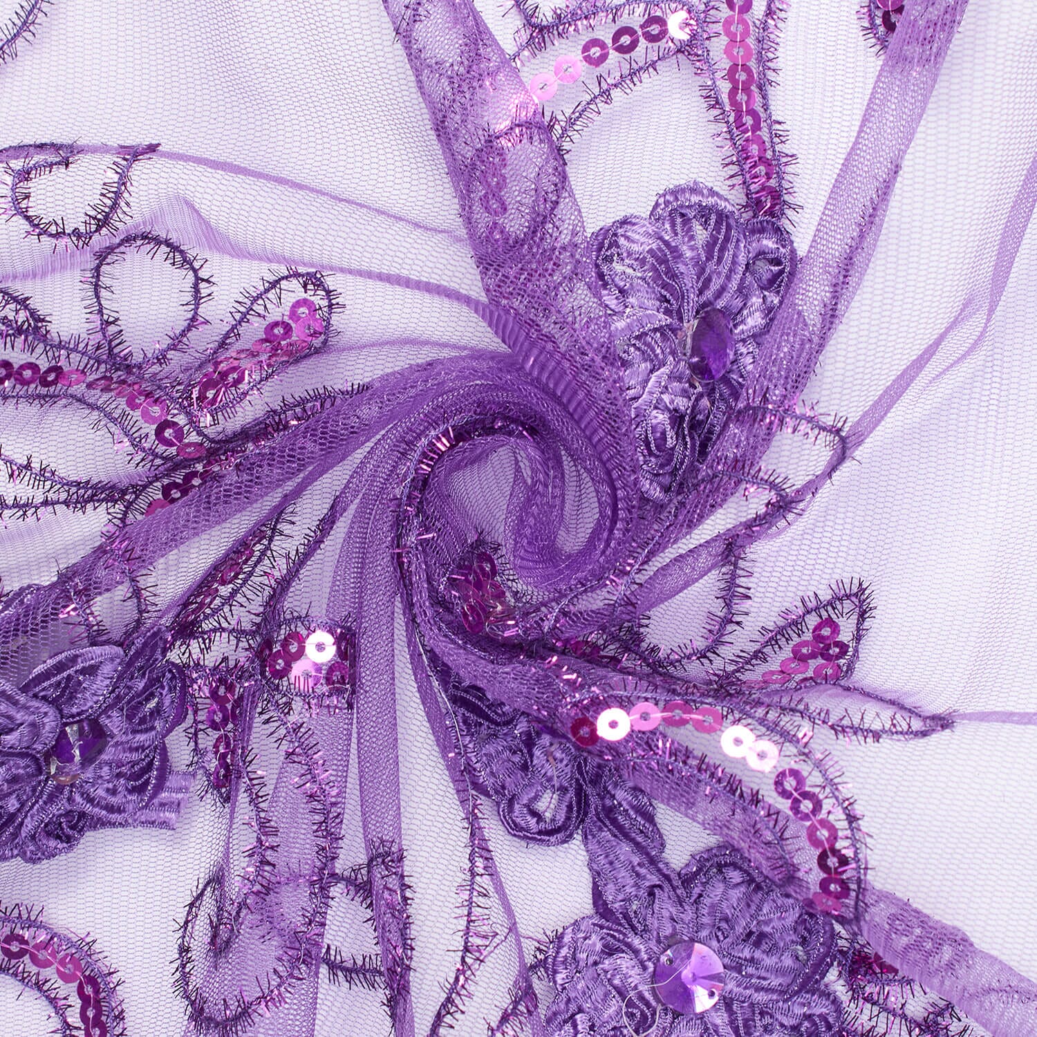 Rhinestone Floral Ribbon With Corded Sequined Vines On Mesh - Image 7