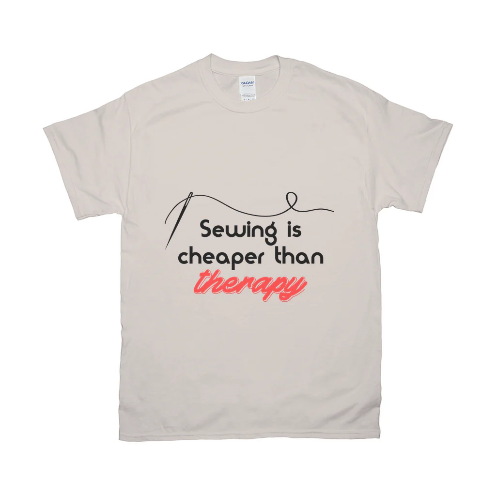 Sewing Is Cheaper Than Therapy Tee - Image 3