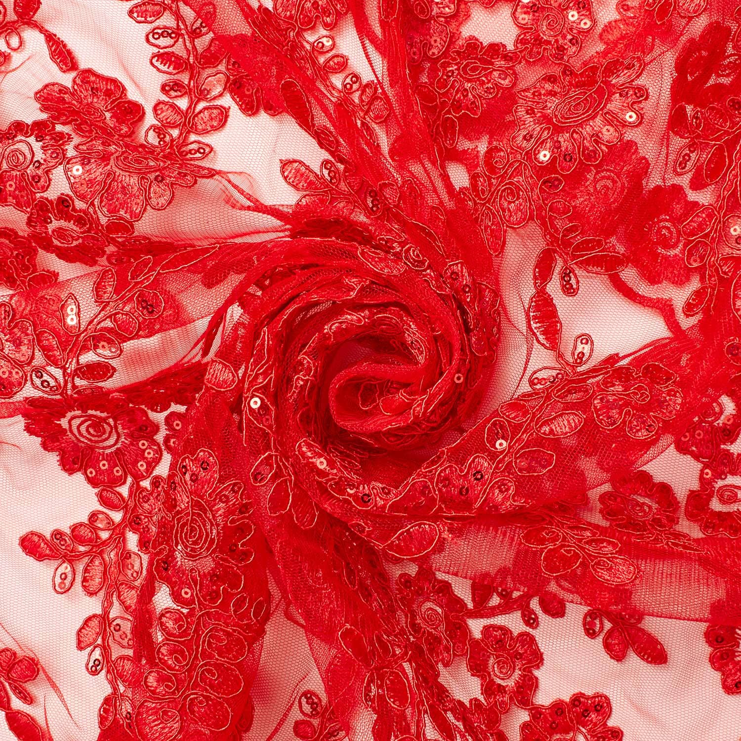 Sheer Floral Sequined Embroidery On Lace - Image 31