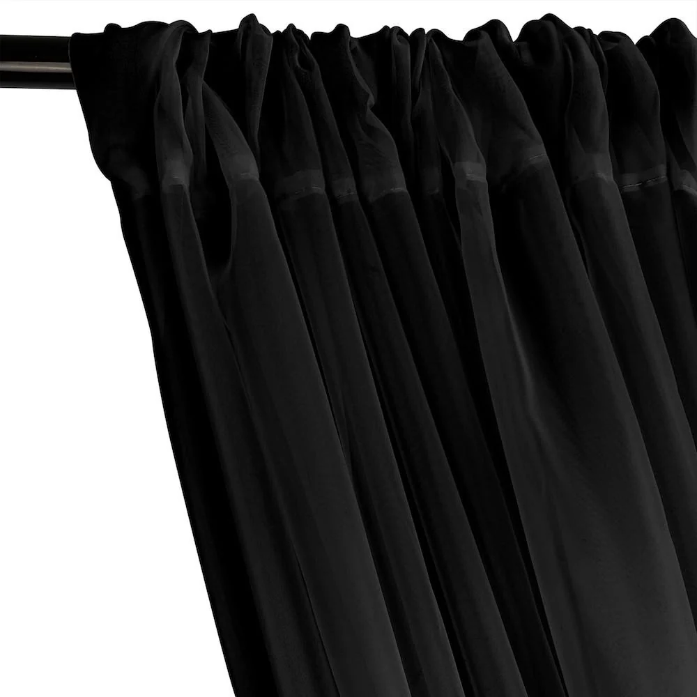 Sheer Voile Rod Pocket Curtains - Black - Image 2