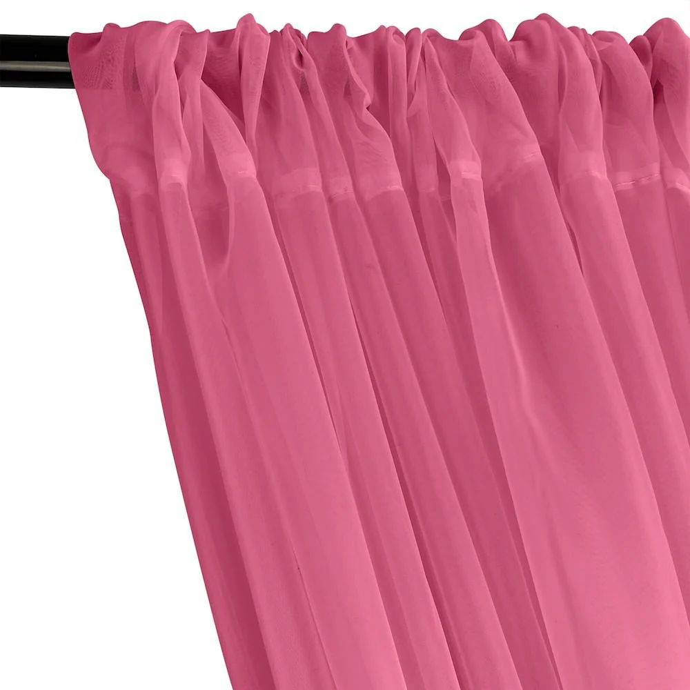 Sheer Voile Rod Pocket Curtains - Candy Pink - Image 2