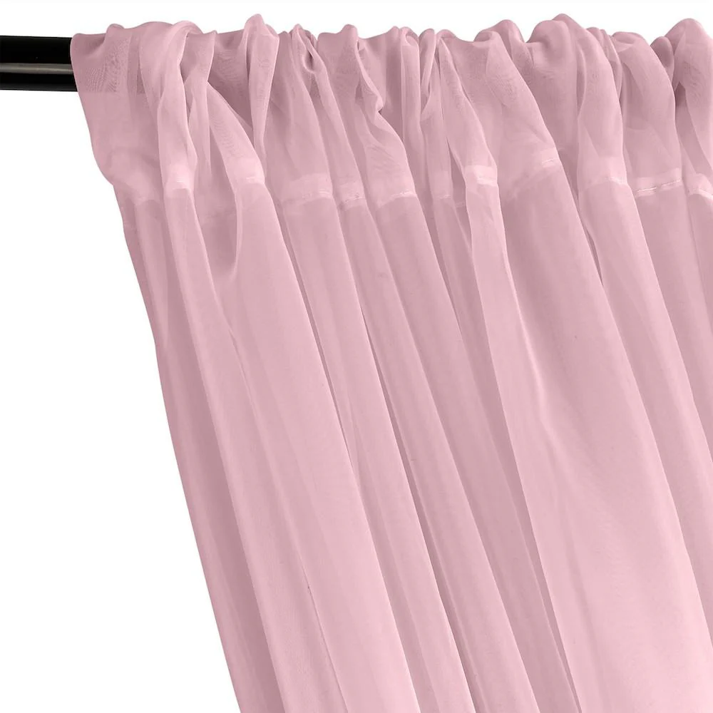 Sheer Voile Rod Pocket Curtains - Pale Pink - Image 2