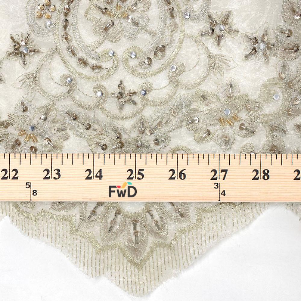 Silver Double Layered Organza with Beads & Sequins - Image 4