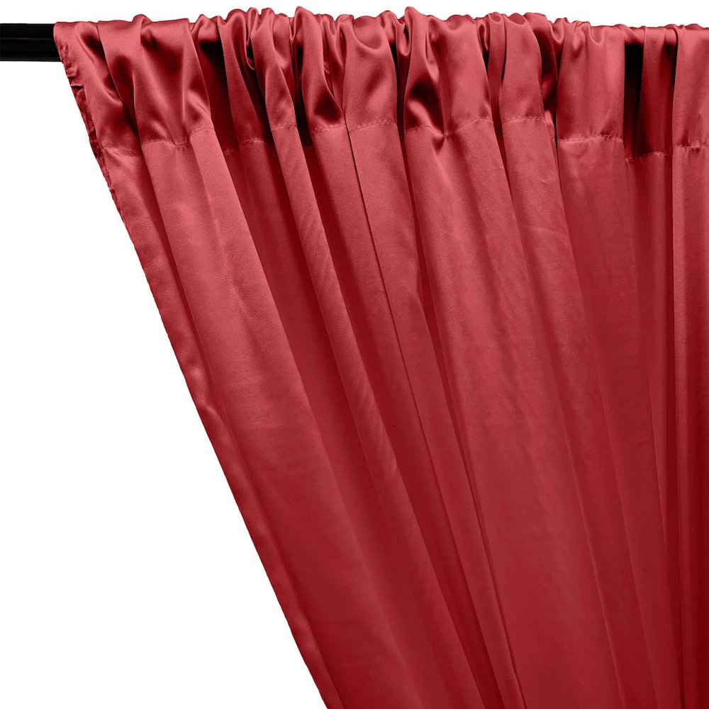 Stretch Charmeuse Satin Rod Pocket Curtains - Dark Red - Image 2