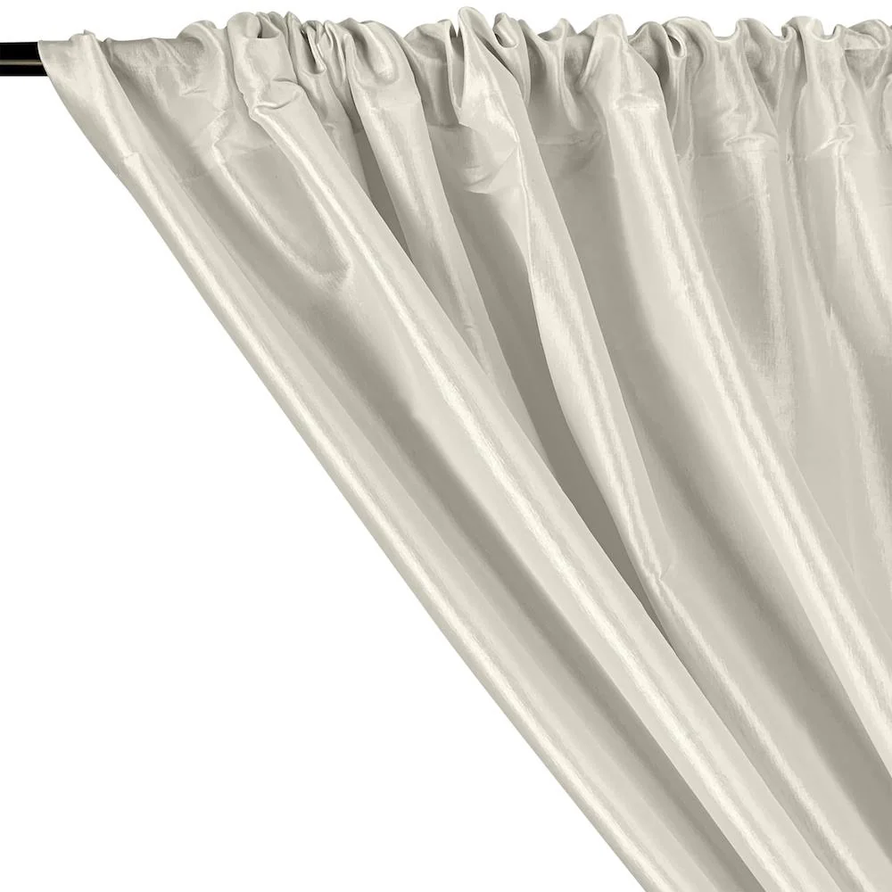 Stretch Taffeta Rod Pocket Curtains - Off White - Image 2