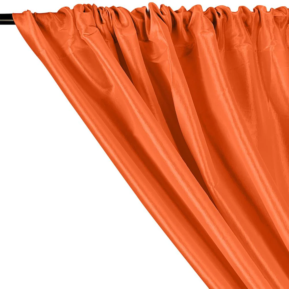 Stretch Taffeta Rod Pocket Curtains - Orange - Image 2