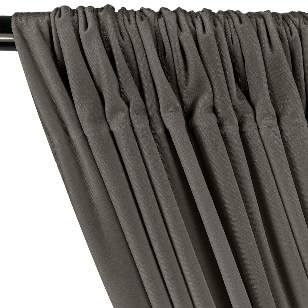 Stretch Velvet Rod Pocket Curtains - Charcoal - Image 2