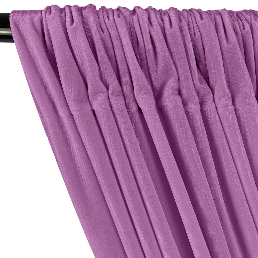 Stretch Velvet Rod Pocket Curtains - Lavender - Image 2