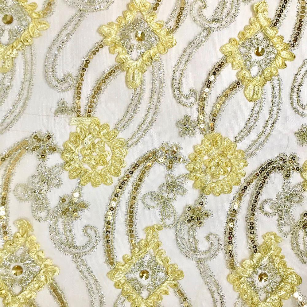 Sunflower Diamond Sparkle Sequins on Stretch Mesh - Image 2