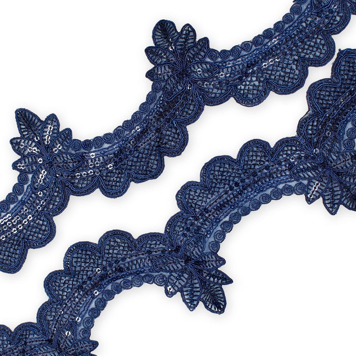 Swirly Flower Corded Sequin Embroidery On 3 & 1/2 Inch Scalloped Mesh Lace Trim - Image 14