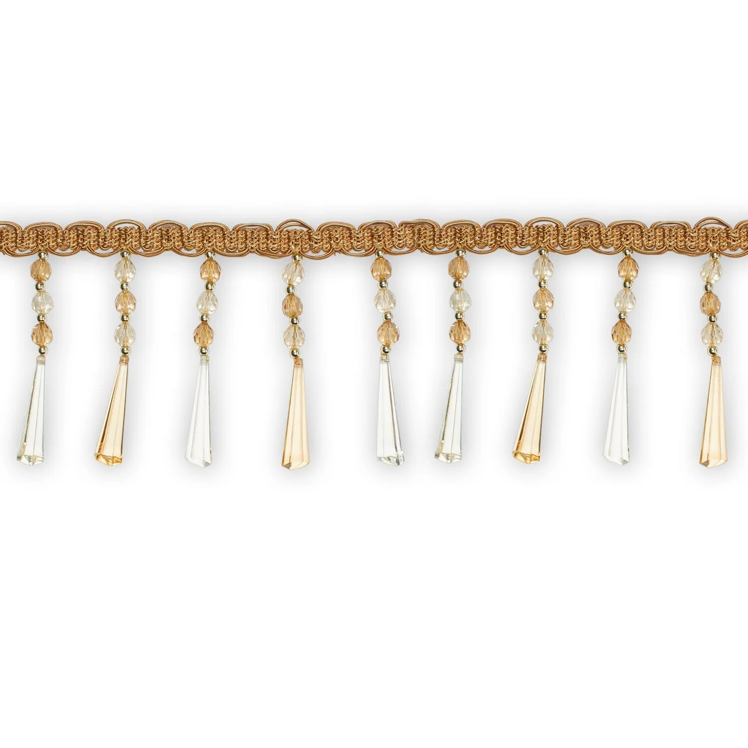 Tapered Baguette Beaded Rhinestone Tassel Fringe Trim - Image 5