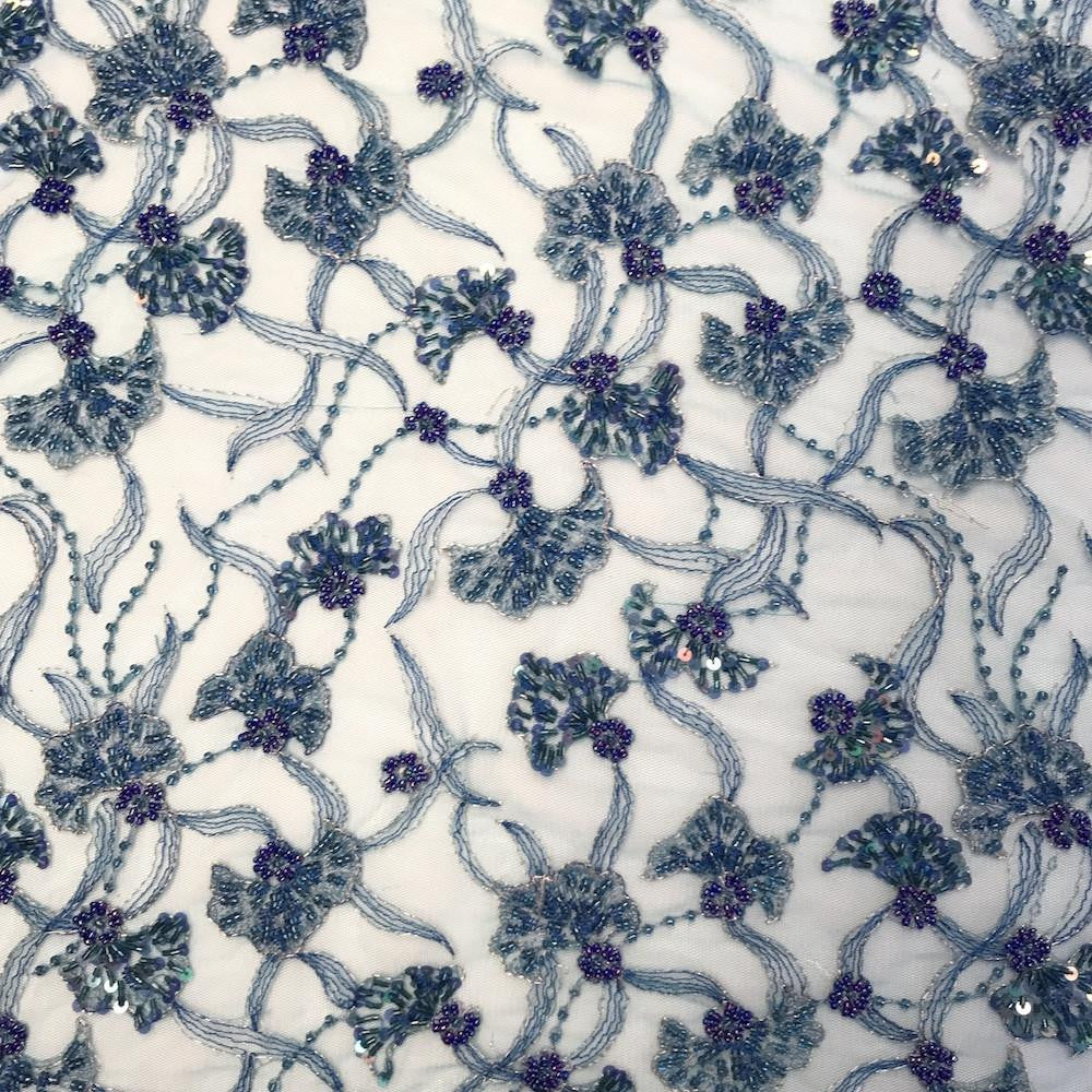 Teal Atlantis Beaded Bridal Lace - Image 2