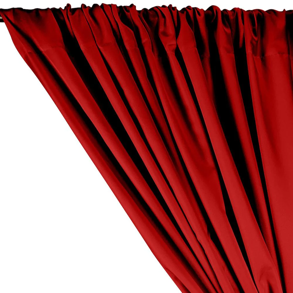 Polyester Twill Rod Pocket Curtains - Red - Image 2