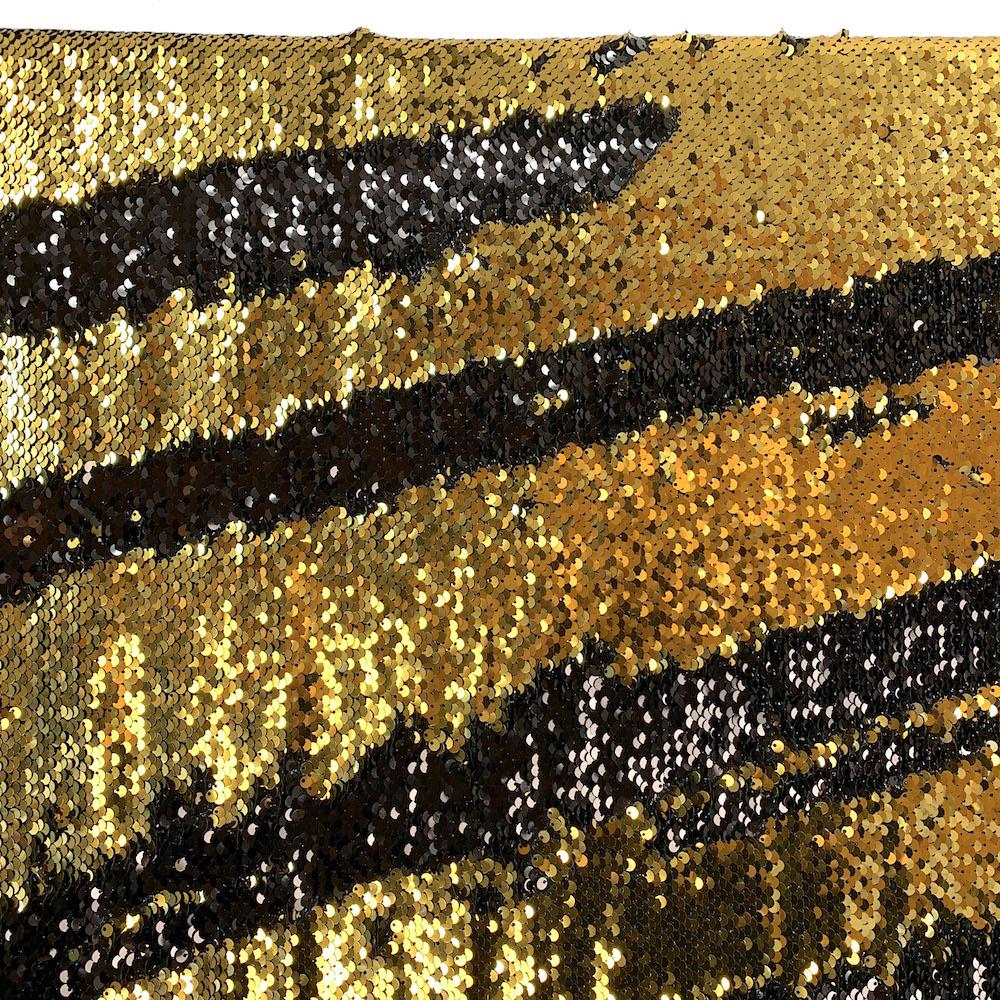 Two-Sided Reversible Sequins Rod Pocket Curtains - Gold / Black - Image 3