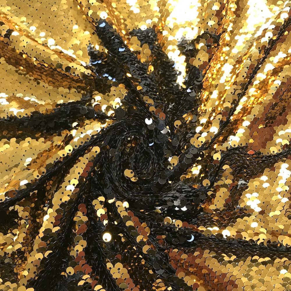 Two-Sided Reversible Sequins Rod Pocket Curtains - Gold / Black - Image 4