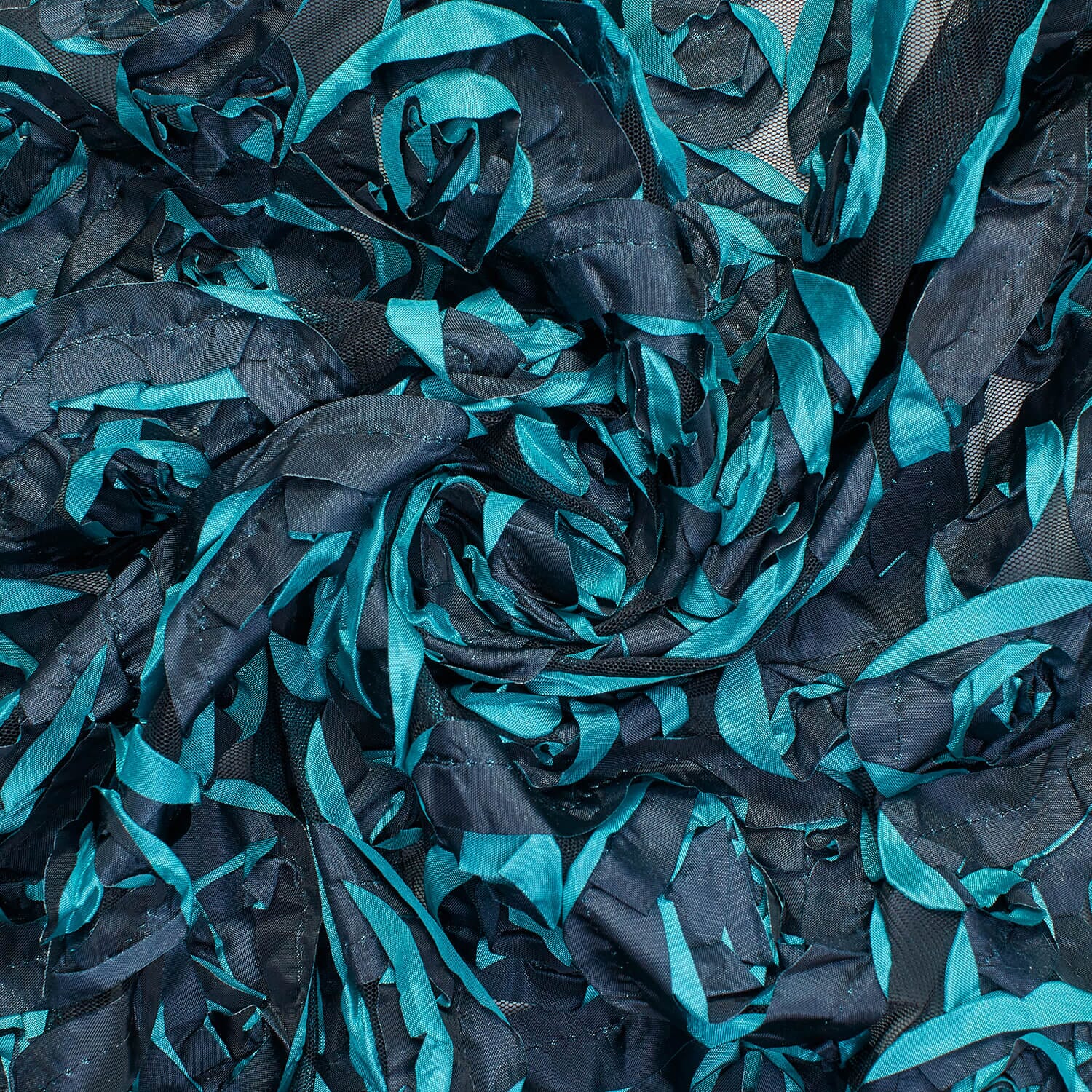 Two Tone Taffeta Rosette On Mesh - Image 2