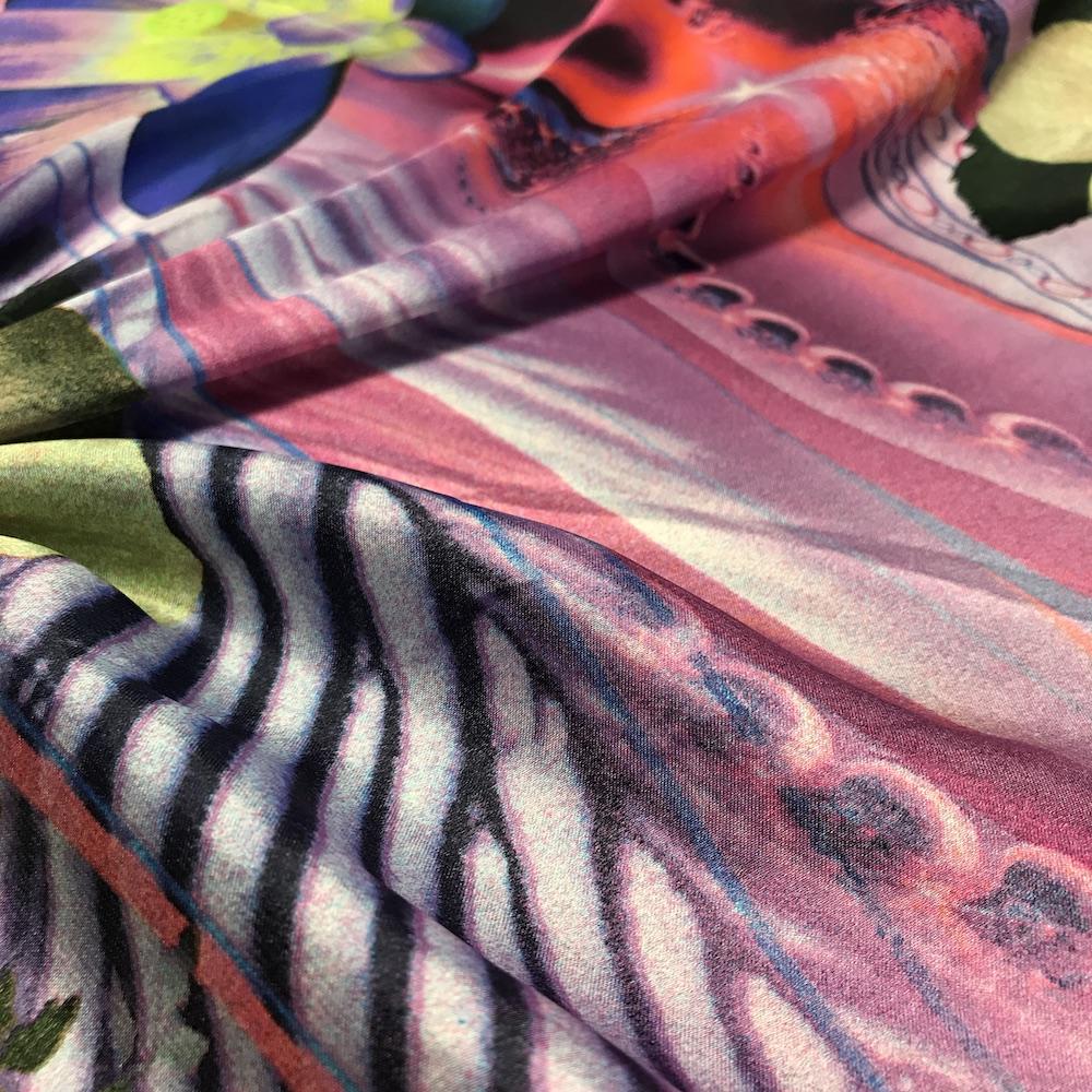 Vanessa Pink Printed Charmeuse - Image 4
