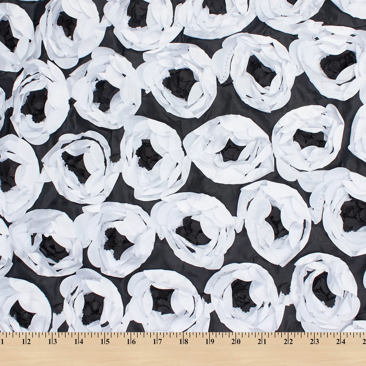 White & Black Satin Rosette - Image 3