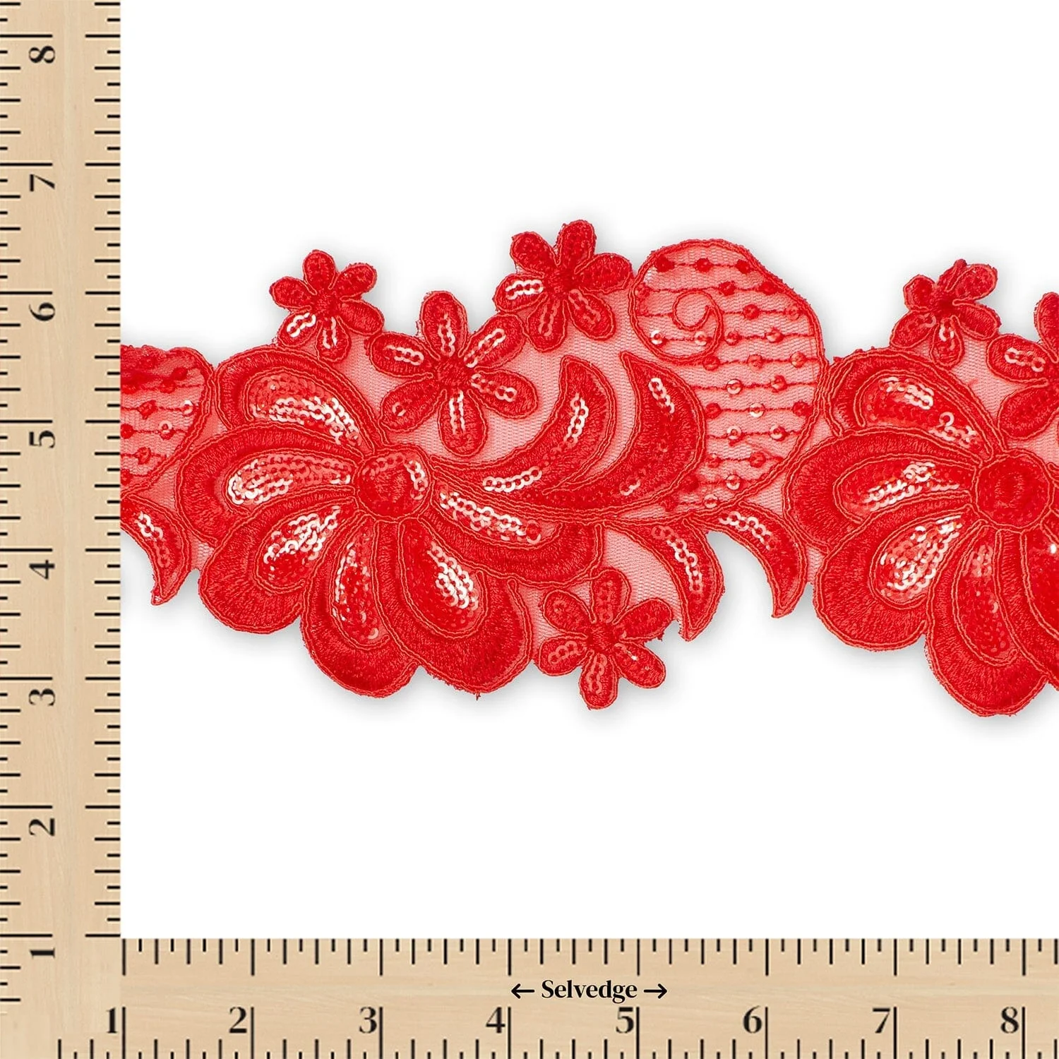 Wild Flower Corded Sequin Embroidery On 4 Inch Scalloped Mesh Lace Trim - Image 13