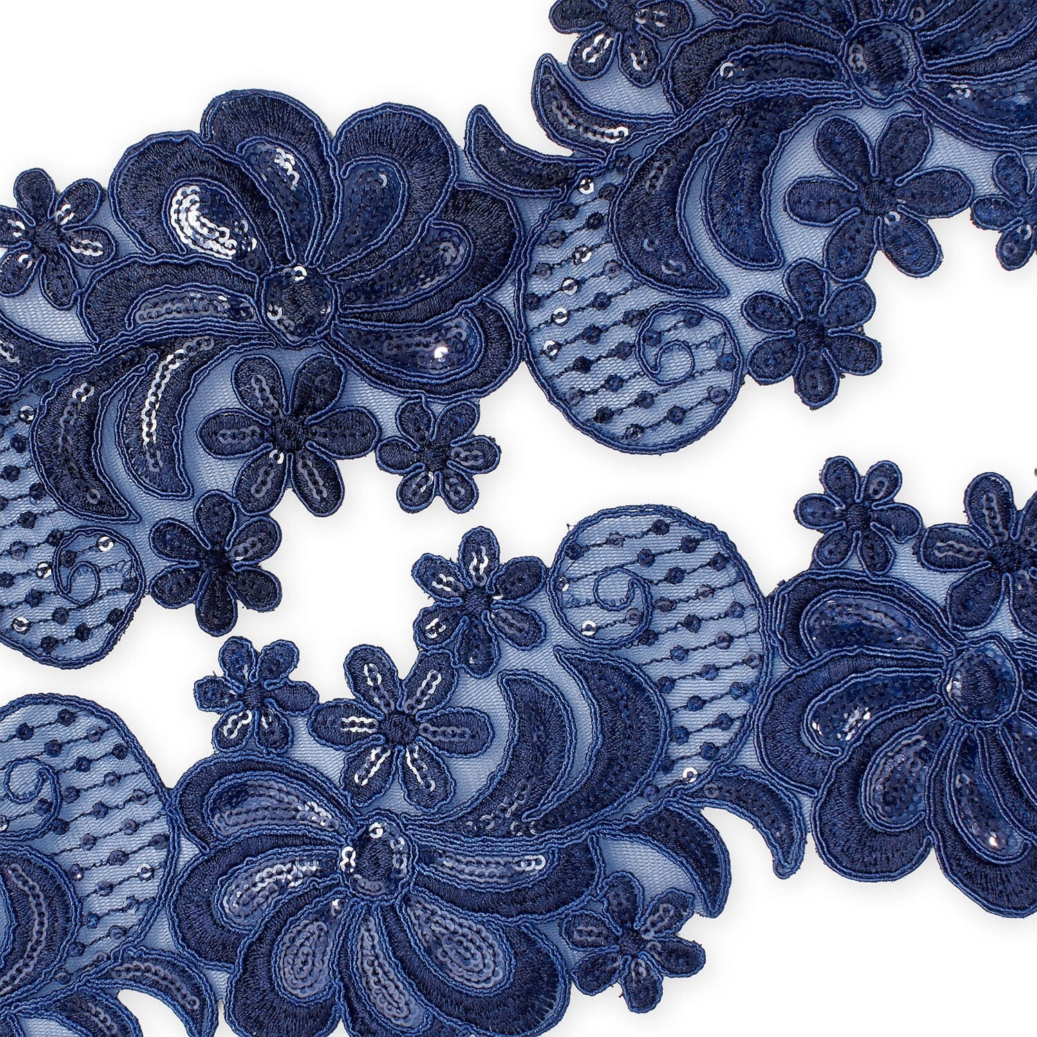 Wild Flower Corded Sequin Embroidery On 4 Inch Scalloped Mesh Lace Trim - Image 14
