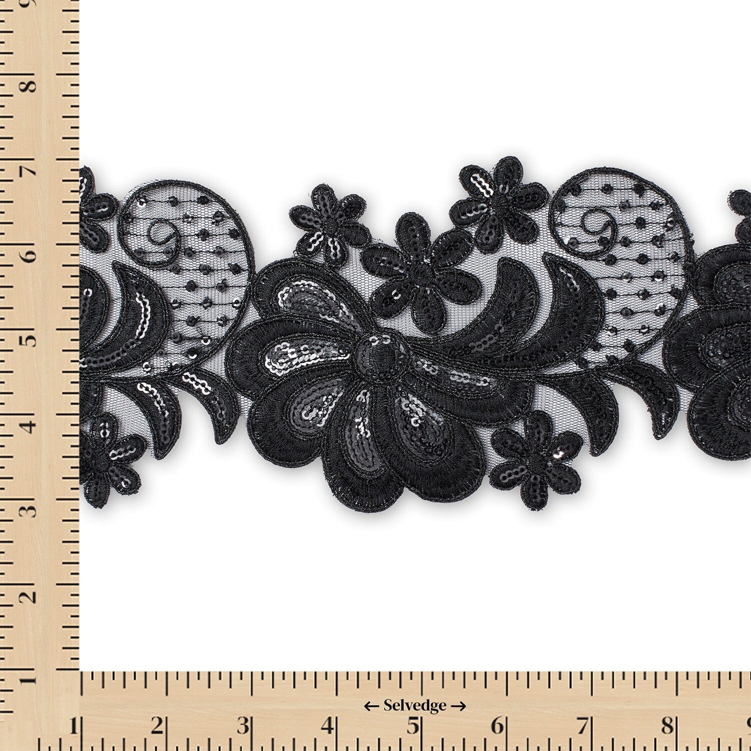 Wild Flower Corded Sequin Embroidery On 4 Inch Scalloped Mesh Lace Trim - Image 19