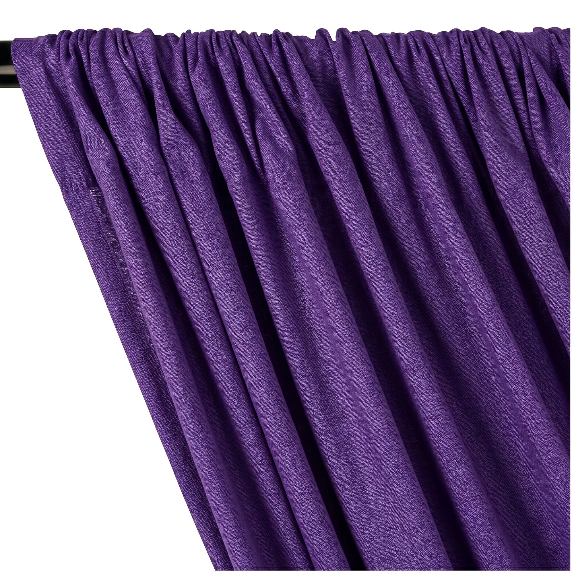 Yorkshire Natural Linen Rod Pocket Curtains - Purple - Image 2