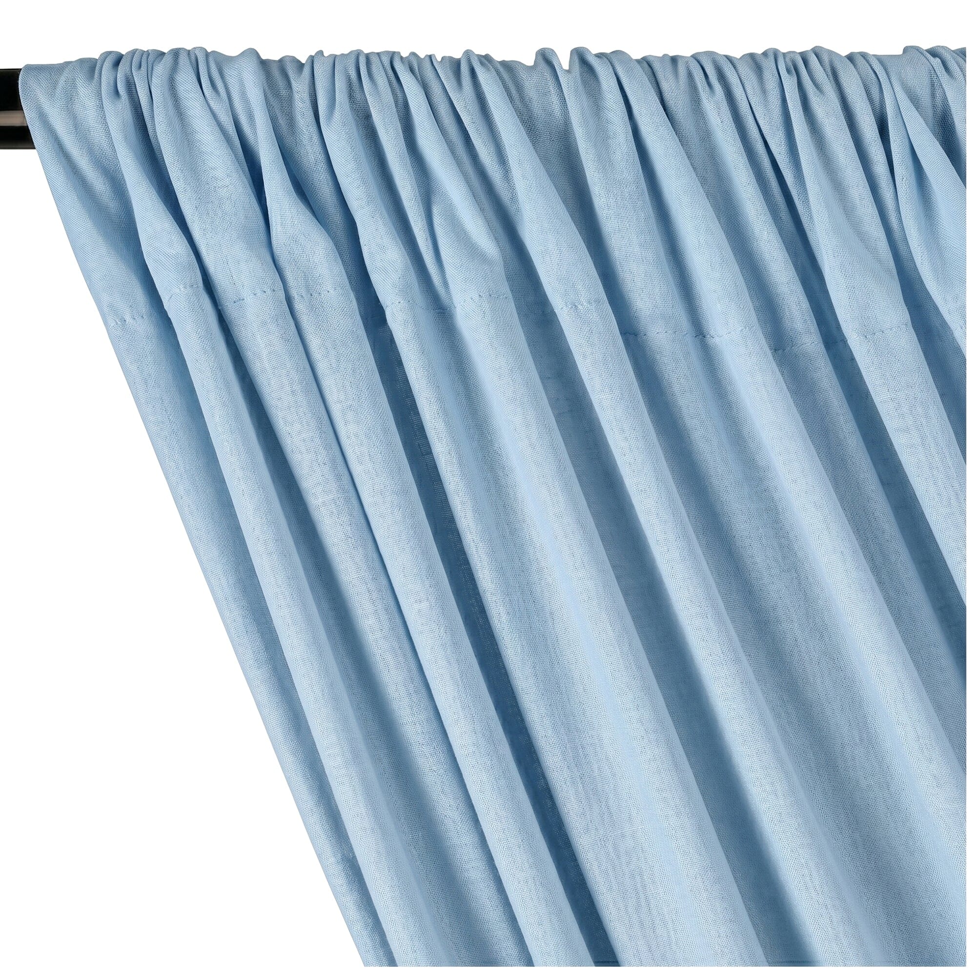 Yorkshire Natural Linen Rod Pocket Curtains - Sky Blue - Image 2