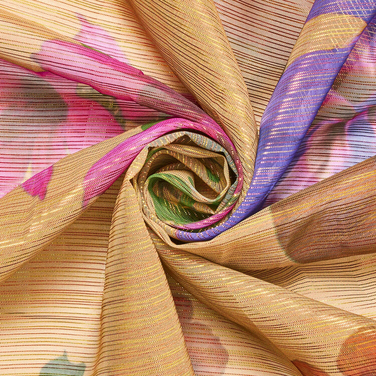 Zari Metallic Chiffon Jacquard - Hibiscus Print - Image 9
